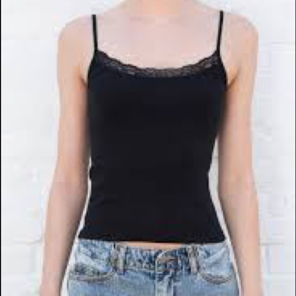 Brandy Melville Black Skylar Lace Ribbed Tank